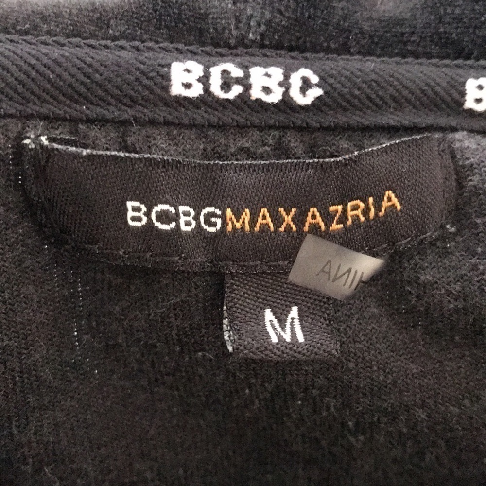 BCBGMaxAzria Black Velour Rhinestone Logo Zip-Up Hooded Jacket Medium - Picture 8 of 13